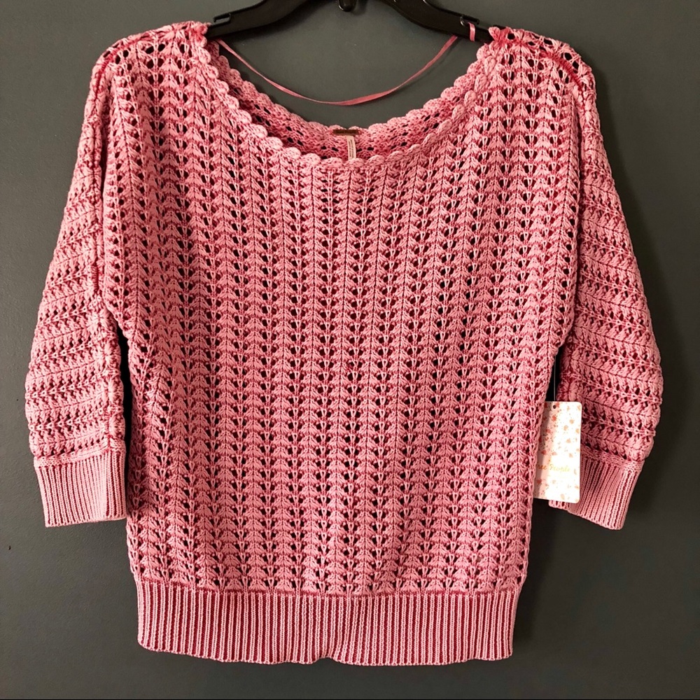 Free People Boomerang Crochet Knit Sweater